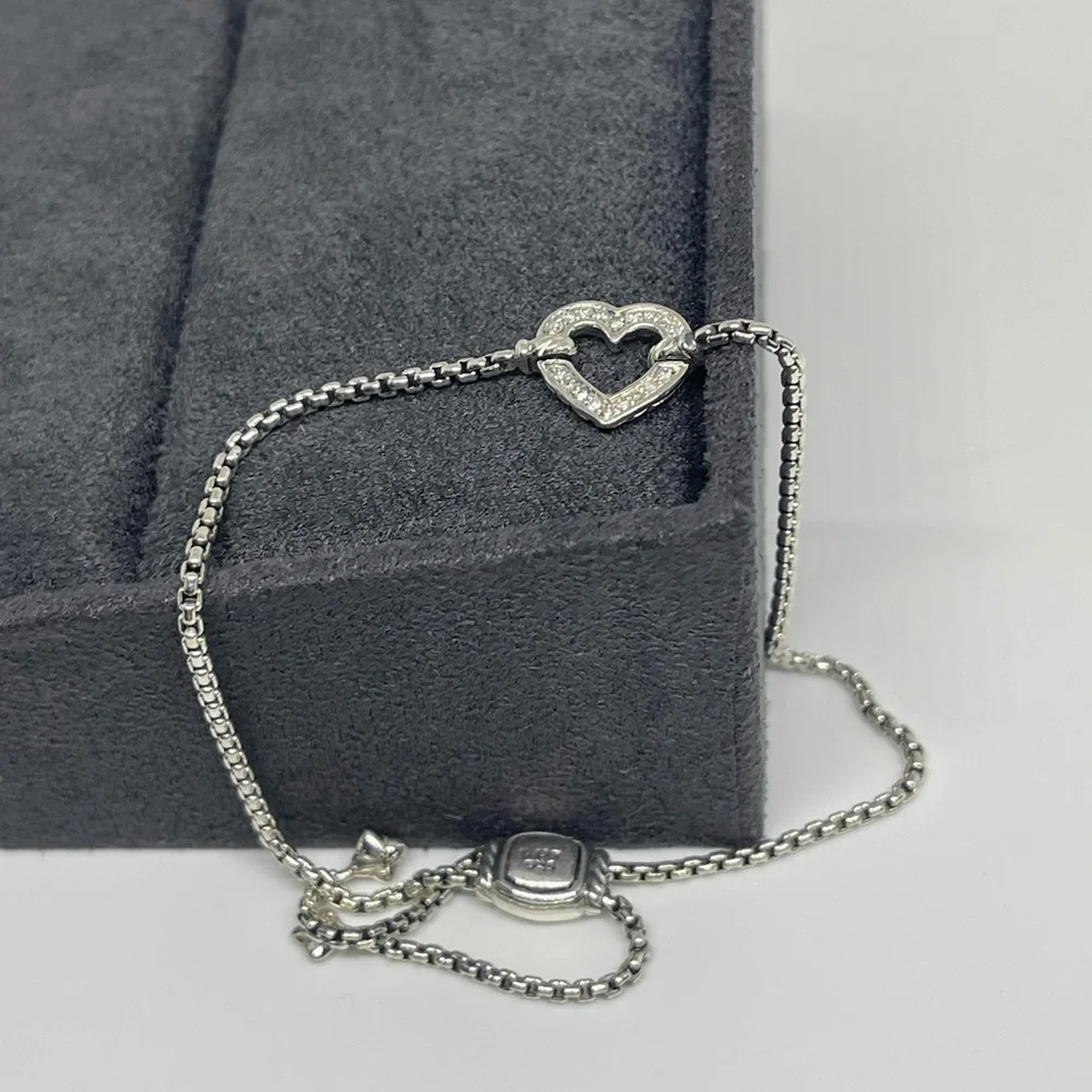 David Yurman Heart Station Bracelet with Diamonds - Picture 1 of 8